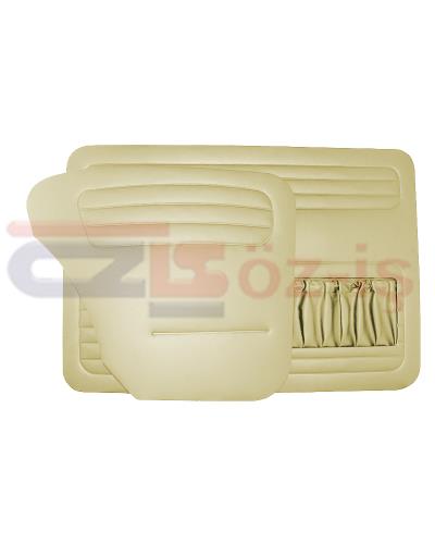 VW OLD BEETLE 1200 DOOR PANEL SET CREAM 1956 - 1964 - 4 PCS  (POCKET ON LEFT SIDE ONLY)