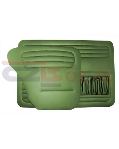 VW OLD BEETLE 1200 DOOR PANEL SET GREEN 1956 - 1964 - 4 PCS  (POCKET ON LEFT SIDE ONLY)