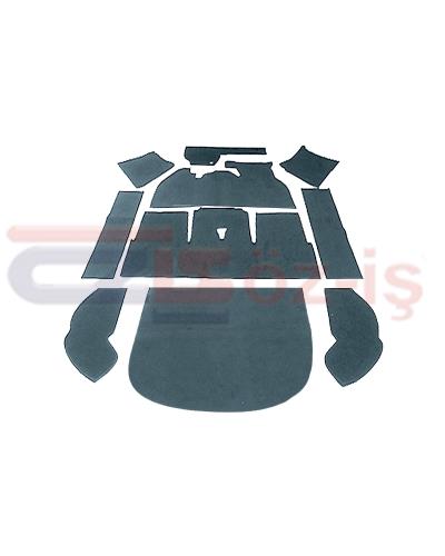 VW OLD BEETLE 1302 FLOOR CARPET SET GREY 1971 / 72 - 10 PCS