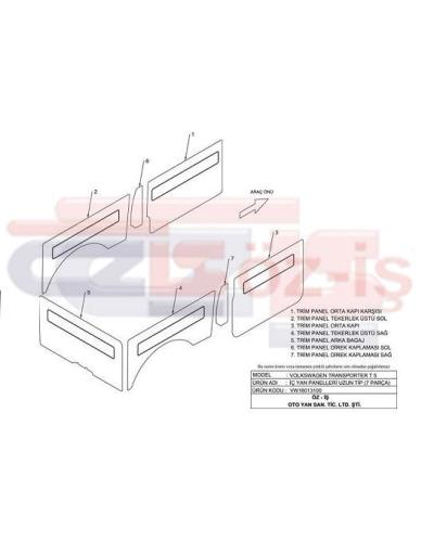 VW TRANSPORTER T5 INTERIOR SIDE PANEL SET LONG TYPE 7 PCS