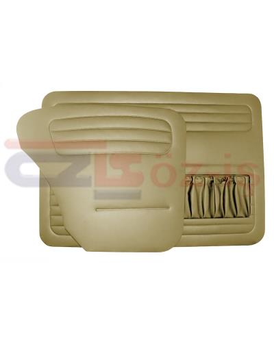 VW OLD BEETLE 1200 DOOR PANEL SET BEIGE 1956 - 1964 - 4 PCS  (POCKET ON LEFT SIDE ONLY)